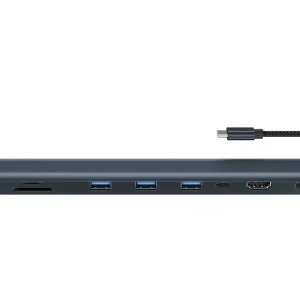 1 till 10 USB-C dockingsstation 1xHDMI 4K30Hz 1xUSB-C PD100W 3xUSB-A 5G 1xLAN 10/100 1xAudio 1xTF 1xMicroSD Thunderbolt 3 & 4