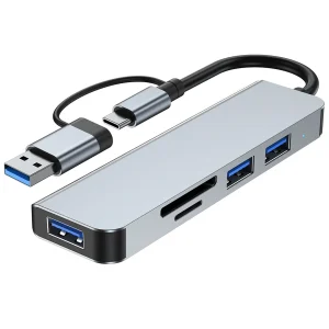 USB Hubb 5ports 2xUSB-A 2.0 1xUSB-A 3.0 1xTF 1xSD
