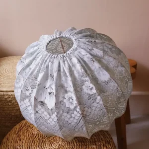 Taklampa vintage spets 50 cm Blå