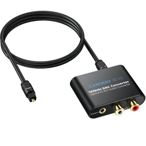 Digital till Analog Ljud-omvandlare, 192kHz Optisk till RCA, Optisk till 3.5mm DAC, SPDIF/Toslink