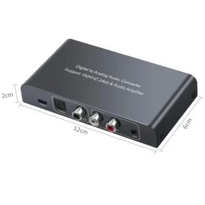 Digital till analog konvertor 1x optical SPDIF och 1x Coaxial Toslink till analog L/R med fjärrkontroll