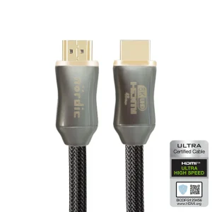 CERTIFIED CABLES 2m Ultra High Speed HDMI 2.1 8K 60Hz 4K 120Hz 48Gbps Dynamic HDR eARC VRR nylonflätad kabel guldpläterad extra slitstark