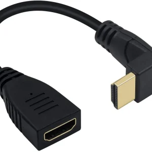vinklad HDMI adapter 4K30Hz UHD hane till hona 20cm svart