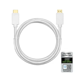 CERTIFIED CABLES 1m Ultra High Speed  HDMI2.1 8K 60Hz 4K 120Hz 48Gbps Dynamic HDR eARC Game Mode VRR Dolby ATMOS nylonflätad kabel guldpläterad