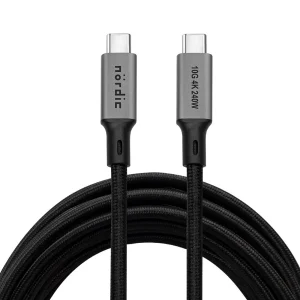 5m USB 3.2 Gen 2 USB-C till C nylonflätad kabel PD3.1 240W 10G 4K60Hz grå