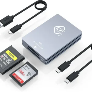 Dual-Slot CFexpress Type A and SD Card Reader, USB 3.2 Gen 2 10Gbps Windows/Mac/Linux/Android