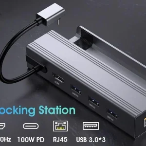 Steam Deck dockningsstation 1 till 6 - 1xHDMI4K60Hz, 1xUSB-C PD100W, 3xUSB-A 3.1 5Gbps, 1xRJ45 GigaLAN