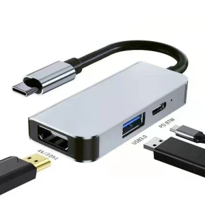 USB-C 1 till 3 Dockningsstation 1xHDMI 4K30Hz 1x USB-C PD 87W  1xUSB-A 5Gbps Mirror och Extended