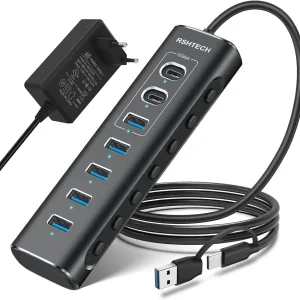 GEN 3.2 USB-C och USB-A powered Hubb 7ports 3x10Gbps 4x5Gbps 1m kabel
