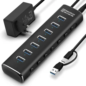 GEN 3.2 USB-C och USB-A powered Hub 7ports 7x10Gbps 1m kabel