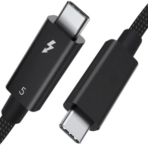 NÖRDIC 1m Thunderbolt 5 kabel Intel Certifierad, 80Gbps Dataöverföring, 120Gbps Bandbredd,  240W Laddning, Dubbla 8K Skärmar, Kompatibel med MacBook M4 TB4/DP2.1/USB4